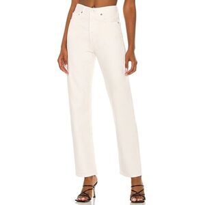Agolde 90's Pinch Waist High Rise Straight Leg Jeans Drum White Size 33 NWT $198